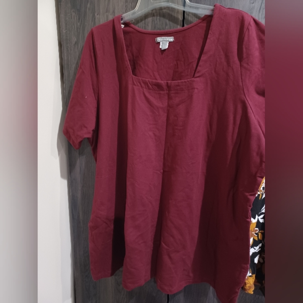 Jessica London Rich Burgundy Short Sleeve Top